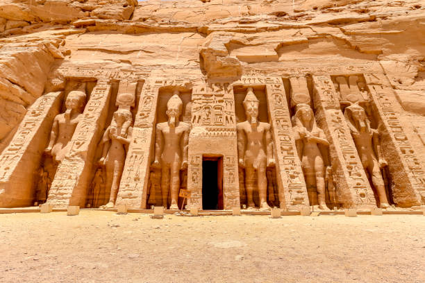 The temple of Hathor and Nefertari, dedicated to the goddess Hathor and Ramesses II's queen, Nefertari, at Abu Simbel, Egypt, Africa